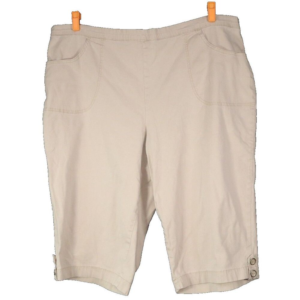 Tan Capri Bermuda Elastic Waist Pull On Size 4X With Pockets Just My Size
